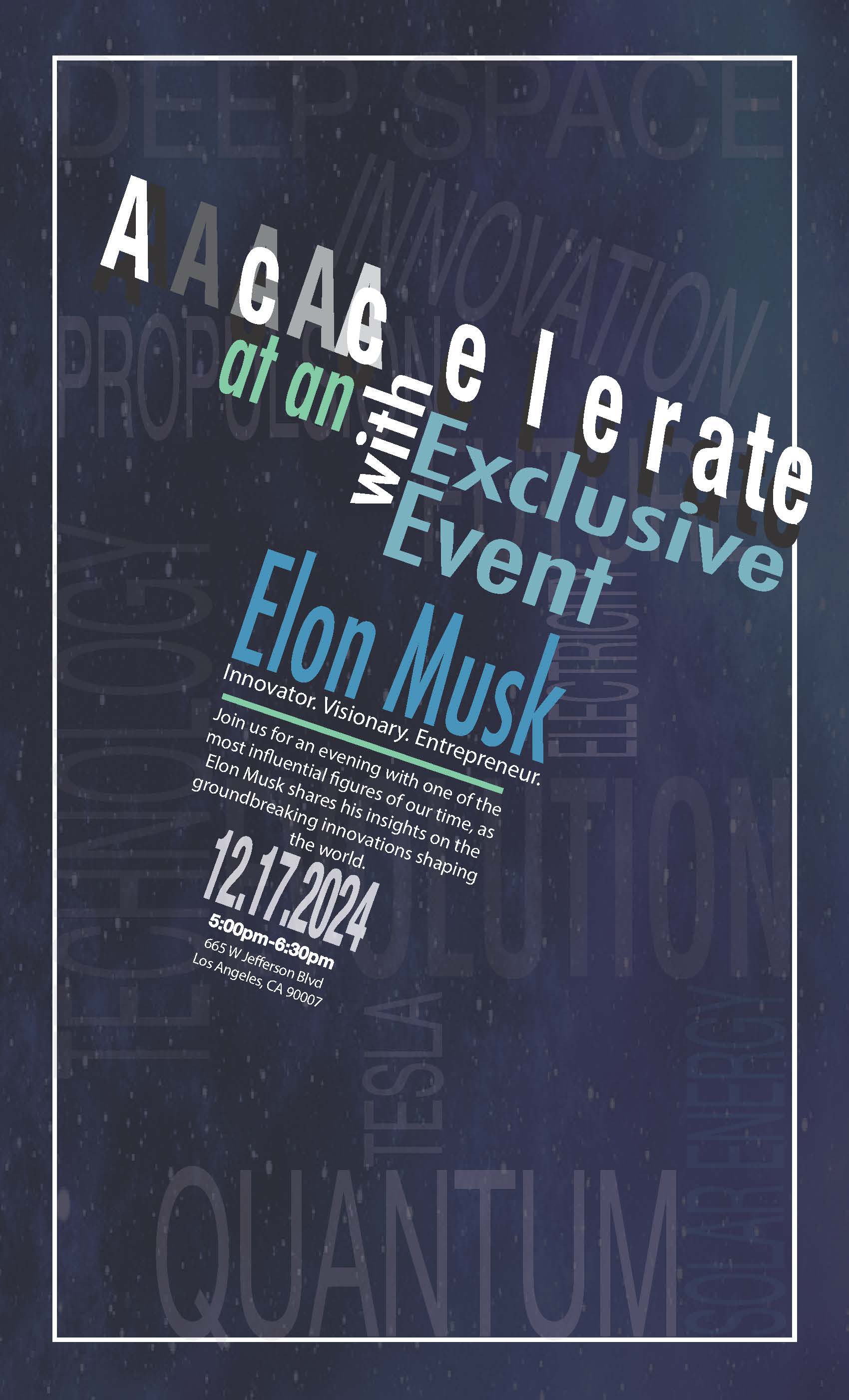 Promotional poster for an event with Elon Musk